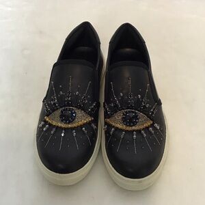 Kurt Geiger Black and Gold Embellished Sneakers